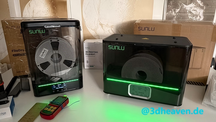 Séchoir à filaments de grande taille jusqu'à 110 °C, alternative au Bambulab AMS HT - SUNLU FilaDryer E2 et SP2 Avis de 3dheaven.de