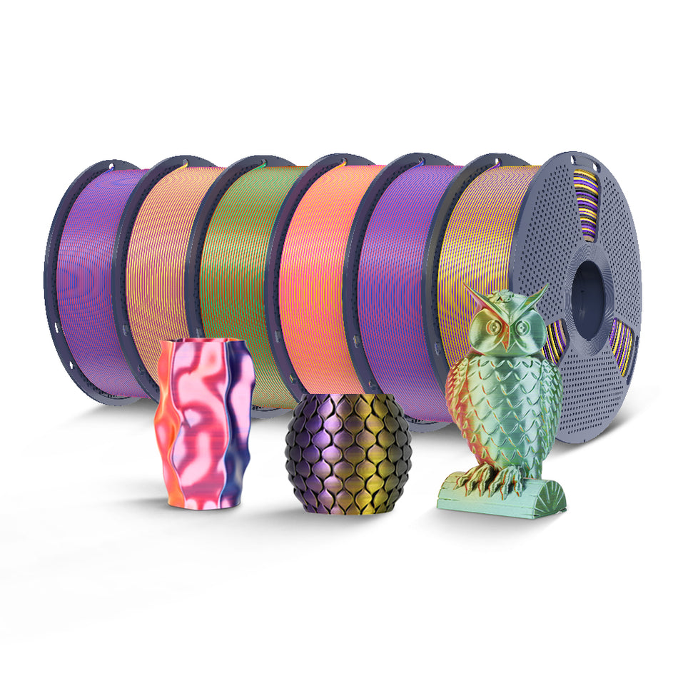 [Achetez 3 – Économisez 2€ chacun] Silk Multicolore (Bicolore, Tricolore). PLA+ Soie Unicolore Filament 1KG