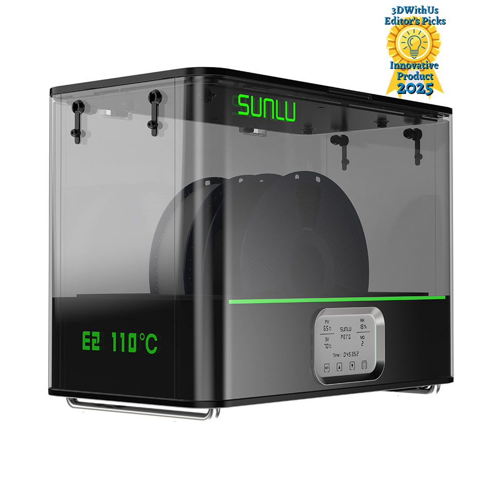 SUNLU FilaDryer E2, jusqu'à 110℃, séchage et recuit professionnels, conçu pour les filaments d'impression 3D destinés à l'ingénierie.