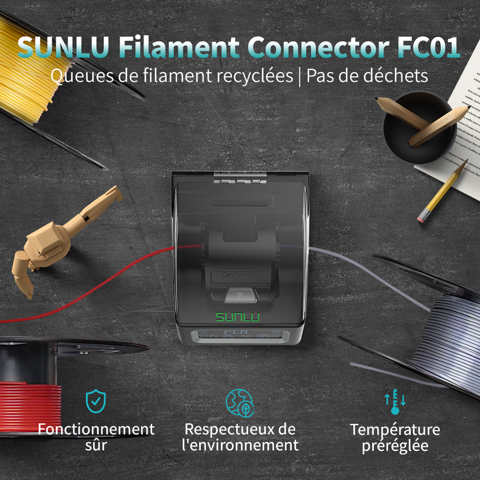 [En vente] Filament Connector FC01, Fusion Splicer, soudable au filament PLA, ABS, PETG, PCL, PA et PC de 1.75mm