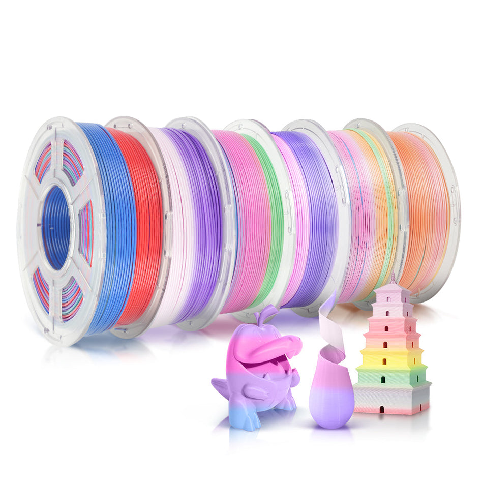 [MOQ : 6 Rouleaux] PLA, SILK, PETG Rainbow Filament 1KG