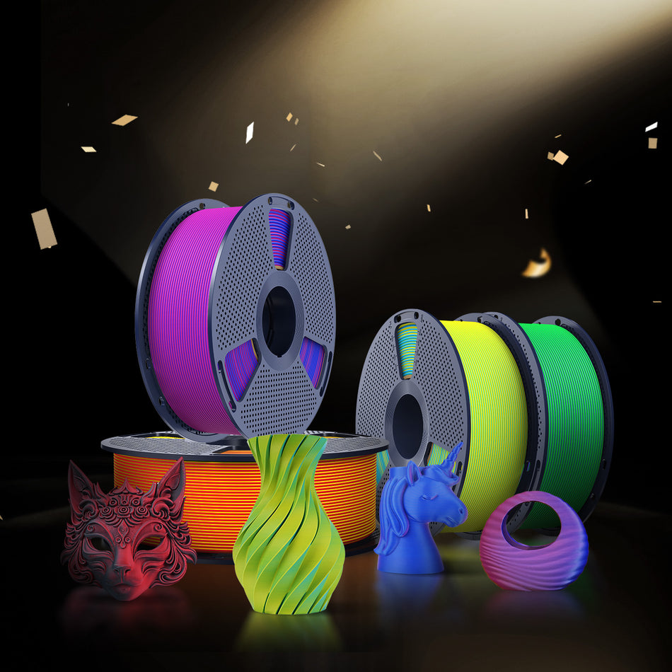 [MOQ : 3 Rouleaux] PLA Matte Dual-Color Filament Esthétique pour Imprimante 3D 1KG, Dégradés Bicolores Fluides & Finition Mate Douce