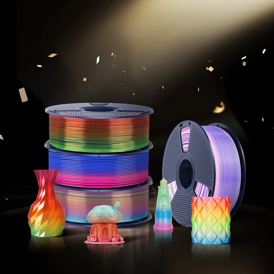 [MOQ : 3 Rouleaux] PLA, PLA Transparent Rainbow, SILK, PETG Rainbow Filament 1KG
