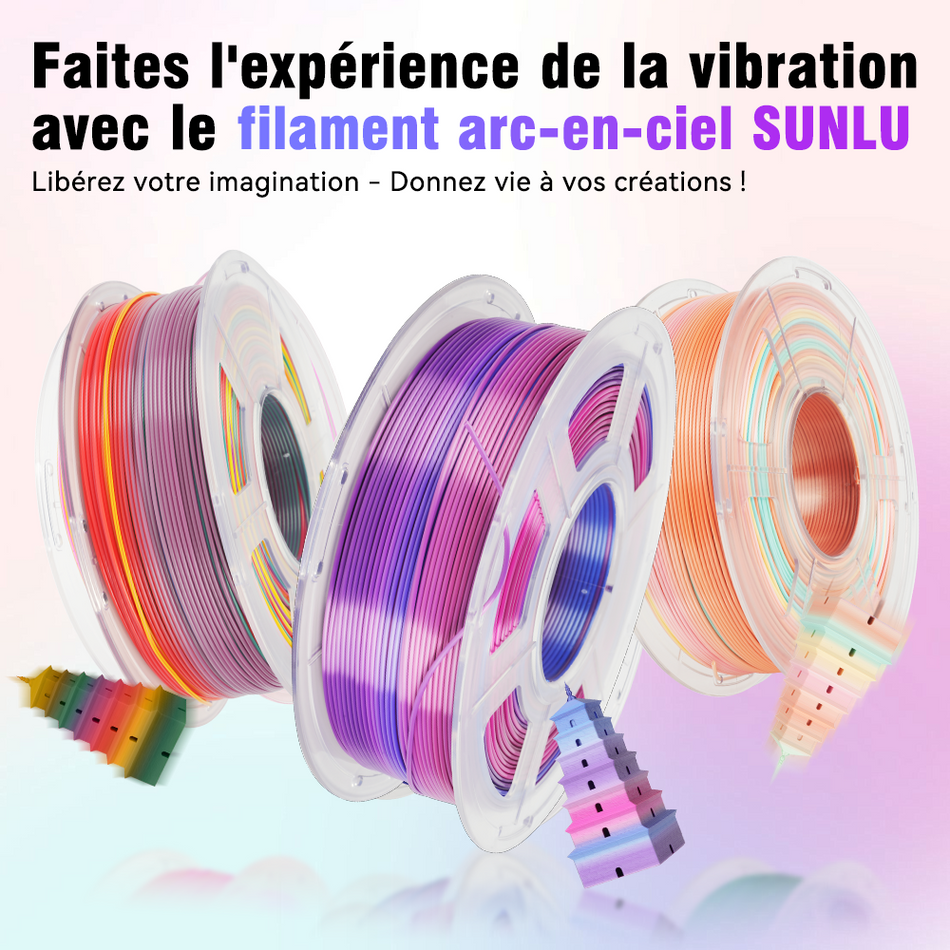 [MOQ : 6 Rouleaux] PETG Rainbow Filament Pour Imprimante 3D 1KG