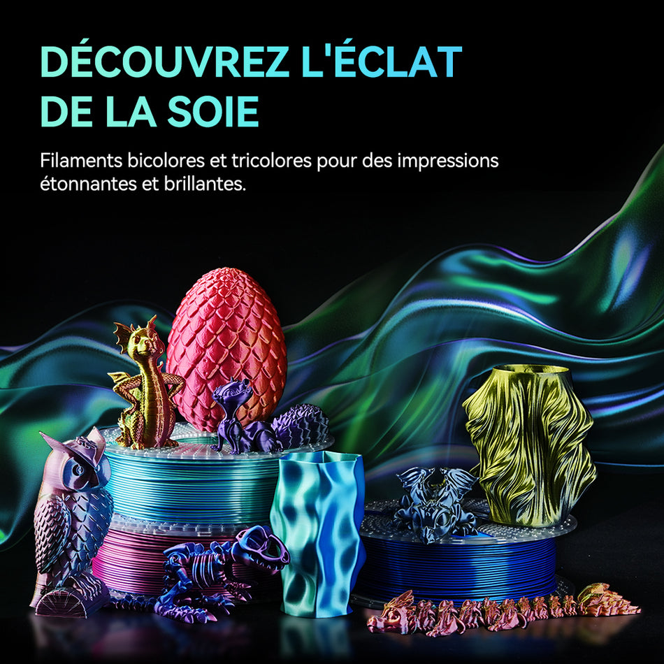 [MOQ : 6 Rouleaux] Silk Multicolore (Bicolore, Tricolore) Filament 1KG