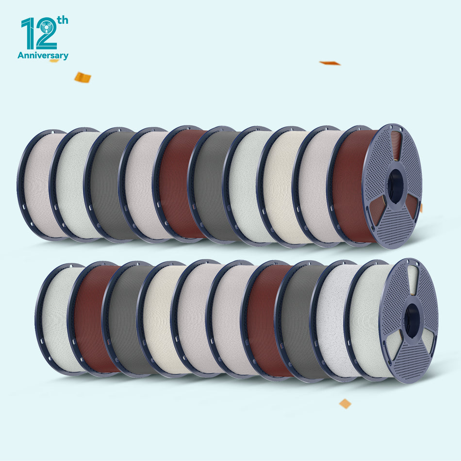 [Lot anniversaire de 20 rouleaux] Filament haute vitesse Marble, PLA et SILK Rainbow 1 kg, 20 rouleaux