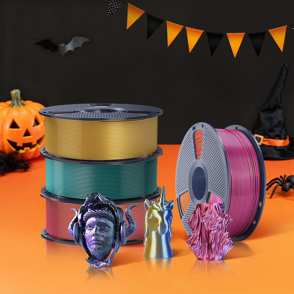 [MOQ : 3 Rouleaux] Silk Multicolore (Bicolore, Tricolore). PLA+ Soie Unicolore Filament 1KG
