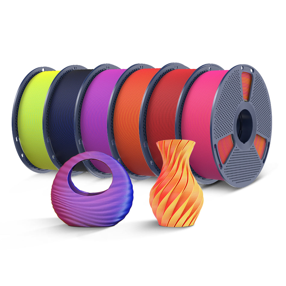 [Achetez 4, économisez 2 €/KG] PLA Matte Dual-Color Filament Esthétique pour Imprimante 3D 1KG, Dégradés Bicolores Fluides & Finition Mate Douce