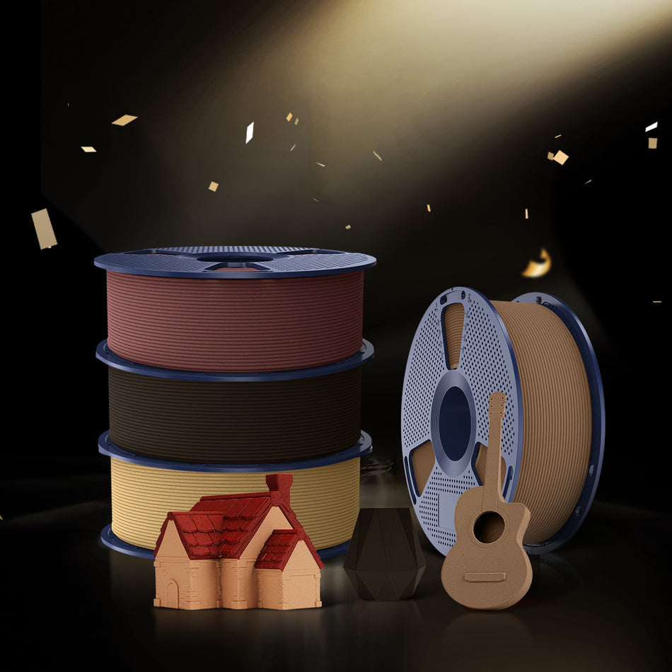 [MOQ : 3 Rouleaux] Optimized Wood PLA Filament 1KG, Bois Optimisé pour Imprimante 3D 1KG, Texture Bois Optimisée et Améliorée